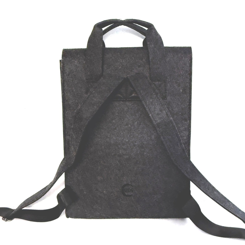 Backpack computer Bag gray‎ felt Handles magnetic closures academia minimalist